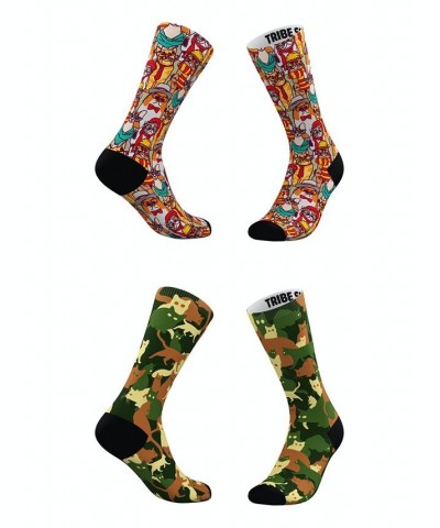 Men's and Women's Hipster Cat-Moflage Socks, Set of 2 Multi $20.30 Socks