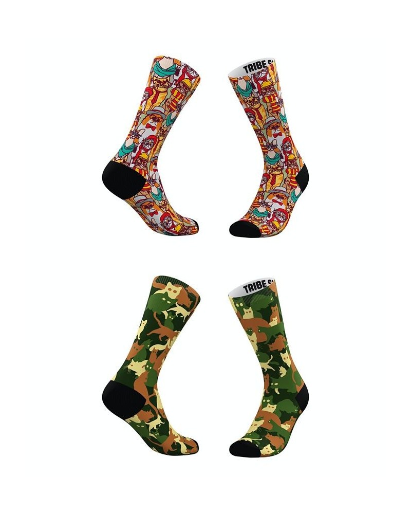 Men's and Women's Hipster Cat-Moflage Socks, Set of 2 Multi $20.30 Socks