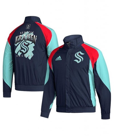 Men's Navy Seattle Kraken Reverse Retro 2.0 Full-Snap Jacket $46.74 Jackets