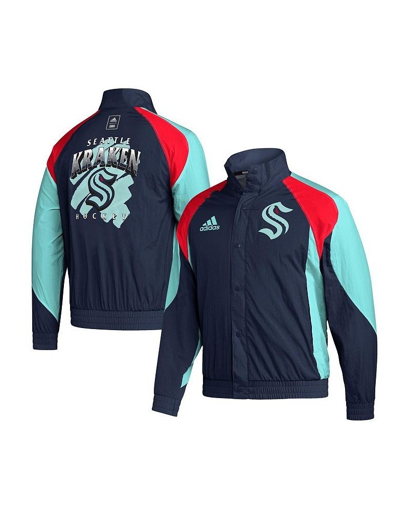 Men's Navy Seattle Kraken Reverse Retro 2.0 Full-Snap Jacket $46.74 Jackets