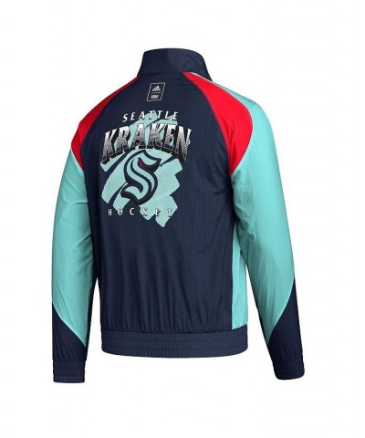 Men's Navy Seattle Kraken Reverse Retro 2.0 Full-Snap Jacket $46.74 Jackets