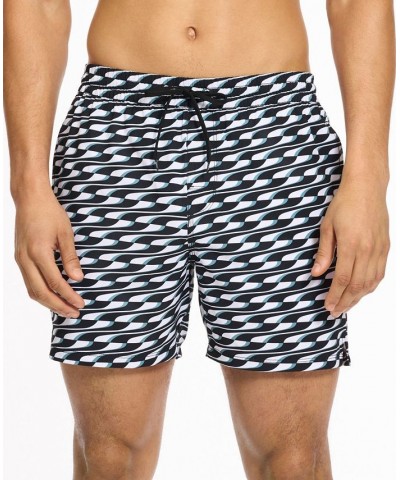 Men's 5" Geometric-Print Swim Shorts Black $23.88 Swimsuits