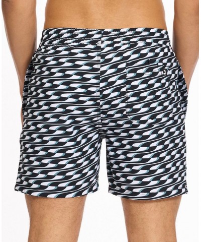 Men's 5" Geometric-Print Swim Shorts Black $23.88 Swimsuits