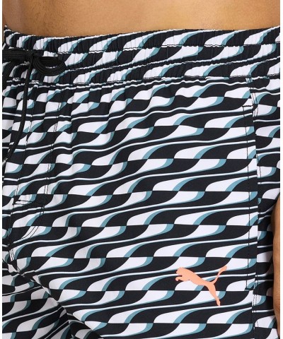 Men's 5" Geometric-Print Swim Shorts Black $23.88 Swimsuits