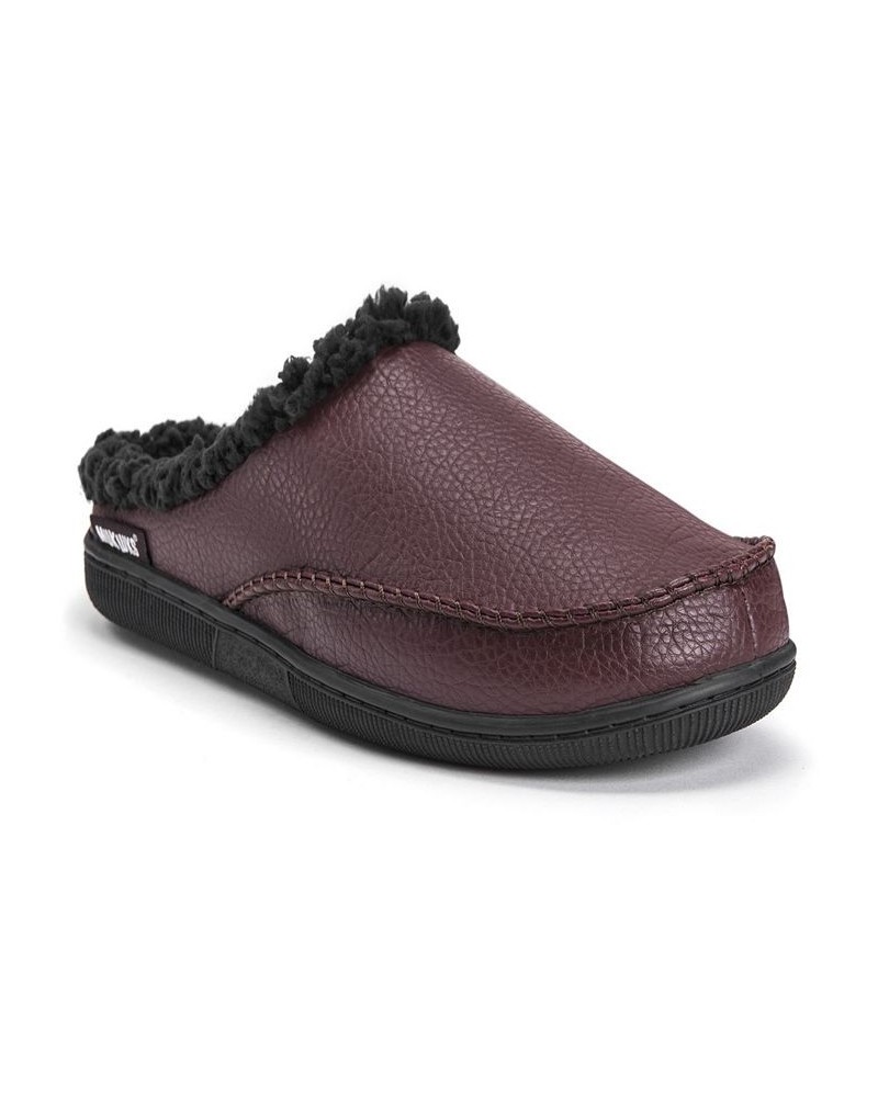 Men's Faux Leather Clog Slippers Brown $15.48 Shoes