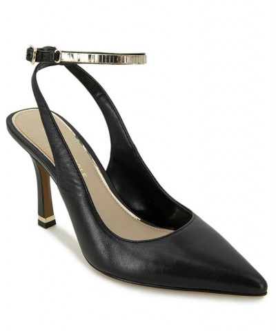 Women's Romi Chain Ankle Strap Pumps Black $65.56 Shoes