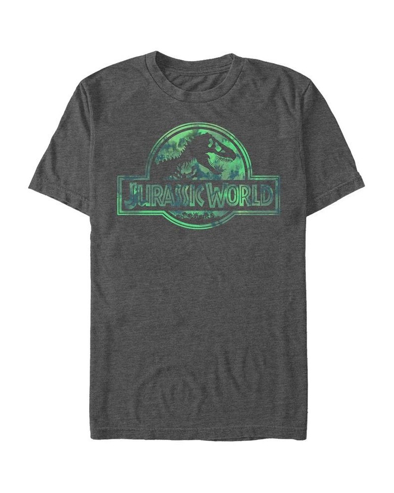 Jurassic World Men's Faded Pastel Watercolor Logo Short Sleeve T-Shirt Gray $17.15 T-Shirts