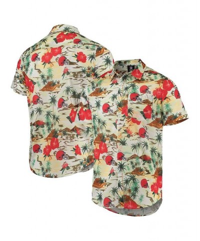 Men's Cream Cleveland Browns Paradise Floral Button-Up Shirt $42.50 Shirts