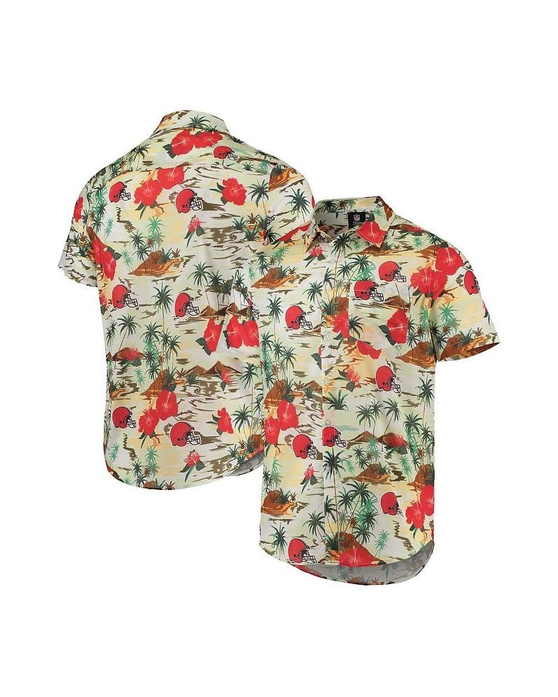 Men's Cream Cleveland Browns Paradise Floral Button-Up Shirt $42.50 Shirts