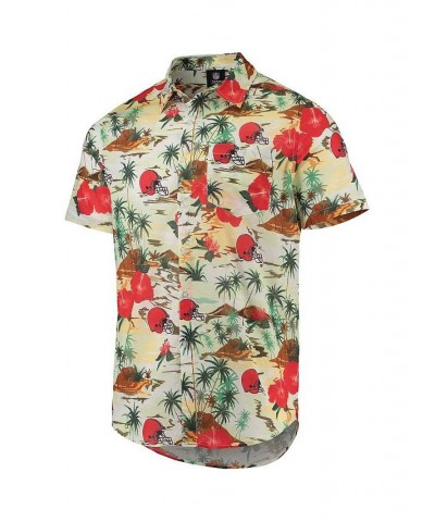 Men's Cream Cleveland Browns Paradise Floral Button-Up Shirt $42.50 Shirts