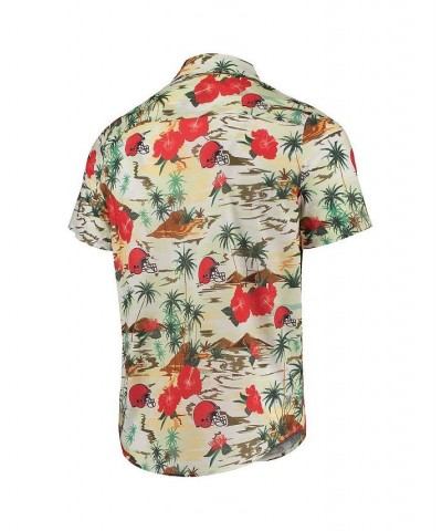 Men's Cream Cleveland Browns Paradise Floral Button-Up Shirt $42.50 Shirts