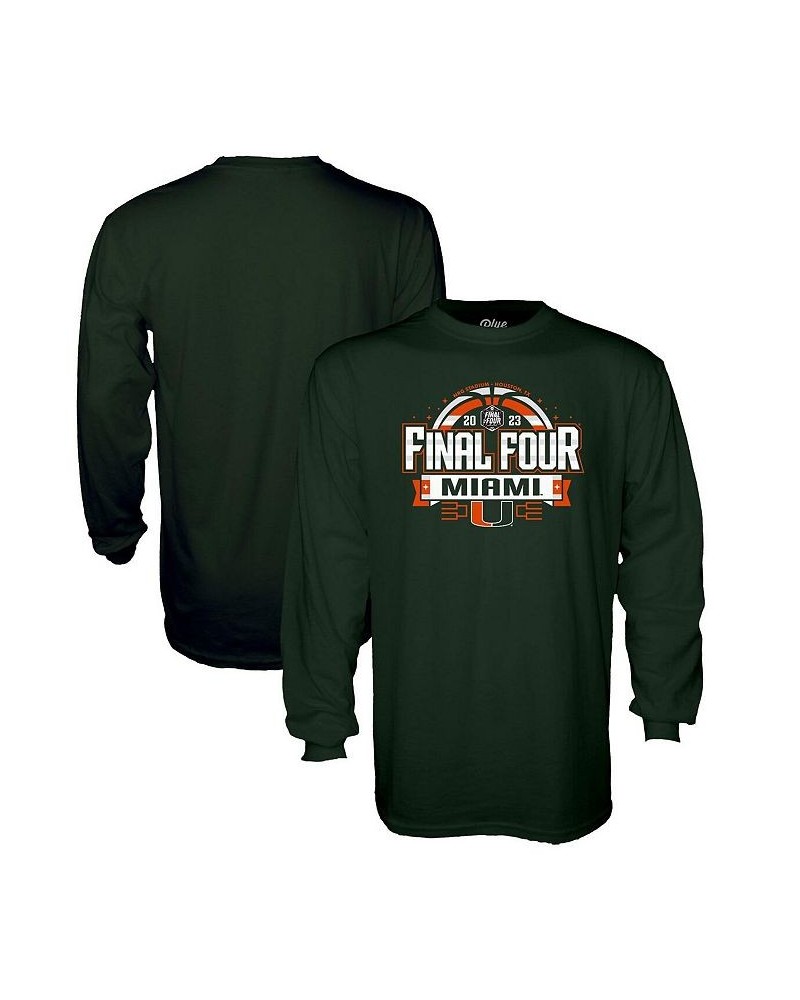 Men's Green Miami Hurricanes 2023 NCAA Men's Basketball Tournament March Madness Final Four Go Bold Long Sleeve T-shirt $27.4...