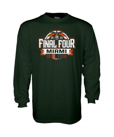 Men's Green Miami Hurricanes 2023 NCAA Men's Basketball Tournament March Madness Final Four Go Bold Long Sleeve T-shirt $27.4...