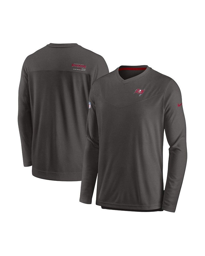 Men's Pewter Tampa Bay Buccaneers 2022 Sideline Coach Chevron Lock Up Performance Long Sleeve T-shirt $27.50 T-Shirts