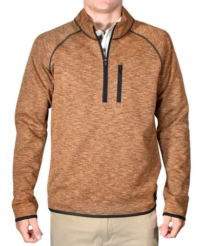 Men's Slub Knit Quarter-Zip Sweater Brown $36.75 Sweaters