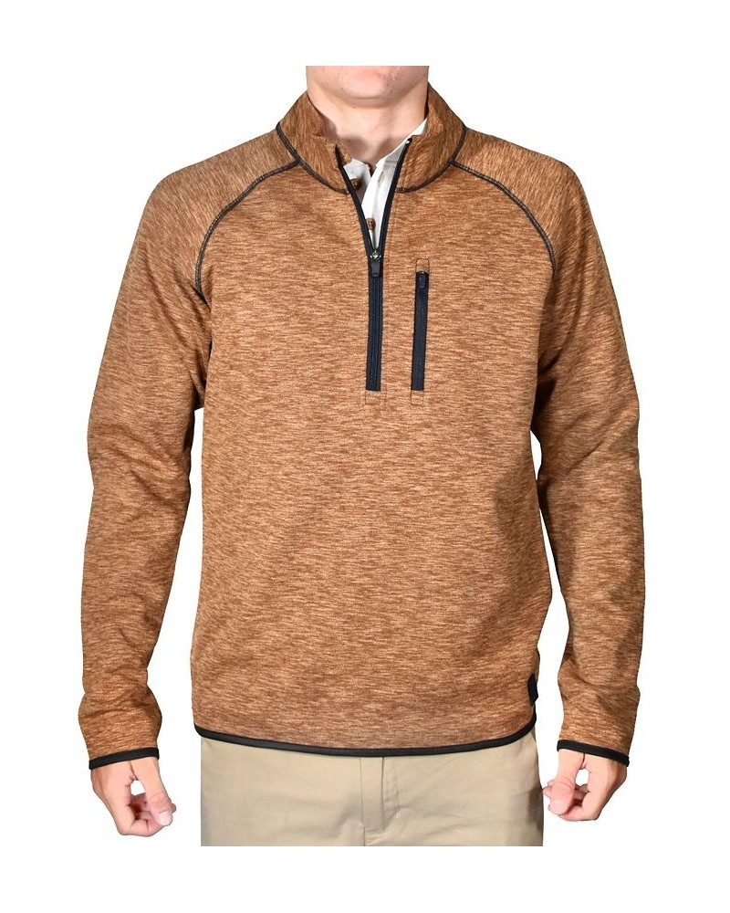 Men's Slub Knit Quarter-Zip Sweater Brown $36.75 Sweaters