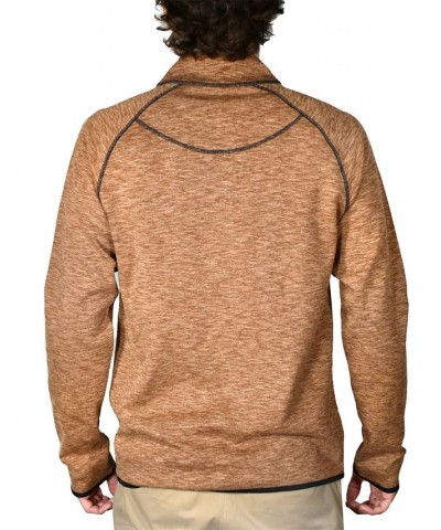 Men's Slub Knit Quarter-Zip Sweater Brown $36.75 Sweaters