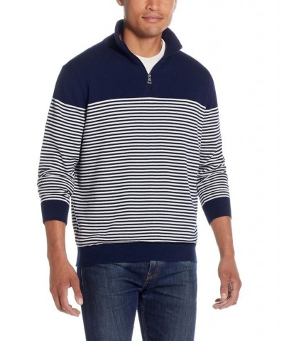 Men's Striped Zip Sweater Blue $14.03 Sweaters