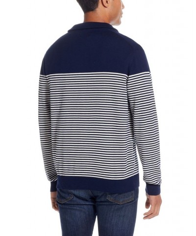 Men's Striped Zip Sweater Blue $14.03 Sweaters