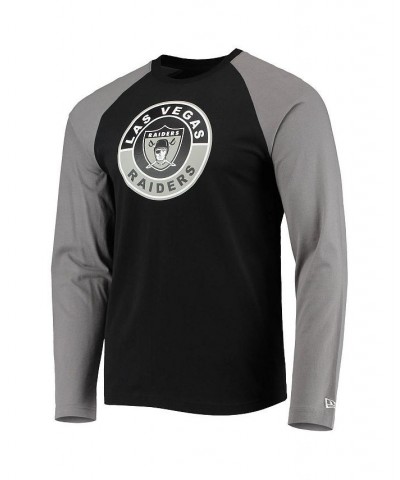 Men's Black, Gray Las Vegas Raiders League Raglan Throwback Long Sleeve T-shirt $18.00 T-Shirts