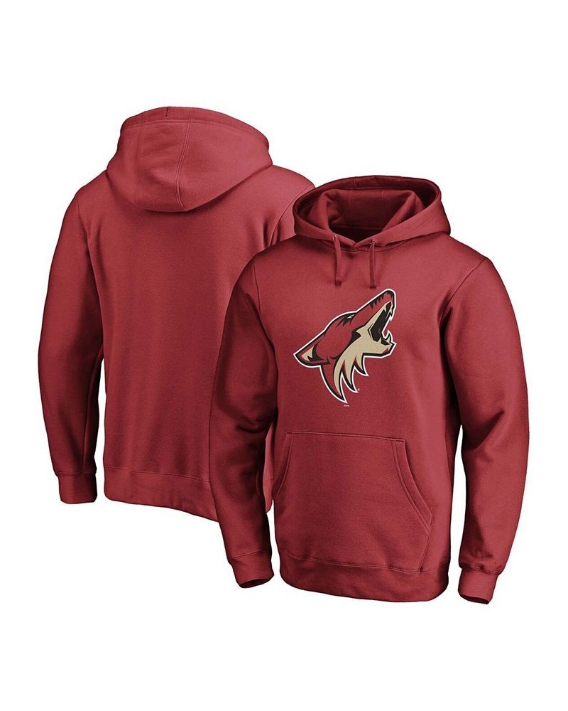 Men's Garnet Arizona Coyotes Primary Team Logo Fleece Pullover Hoodie $26.10 Sweatshirt