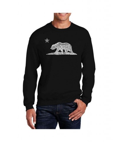 Men's Word Art California Bear Crewneck Sweatshirt Black $21.00 Sweatshirt