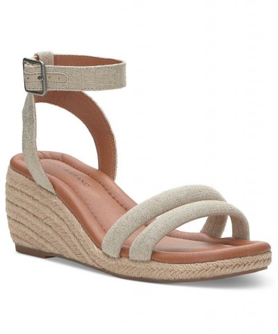 Women's Nasli Espadrille Platform Wedge Sandals Brown $41.83 Shoes