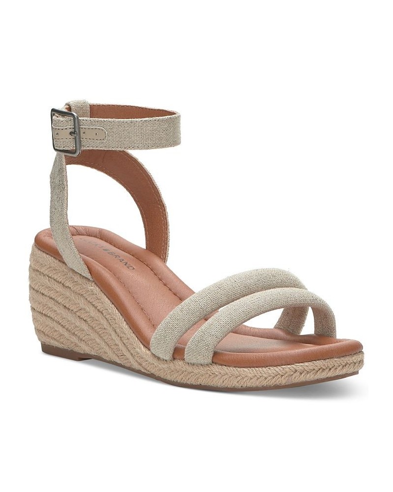 Women's Nasli Espadrille Platform Wedge Sandals Brown $41.83 Shoes