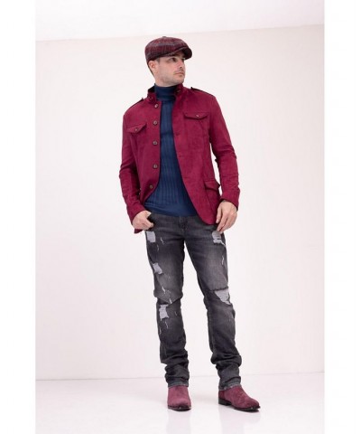 Men's Modern Safari Sport Coat Wine $86.00 Jackets