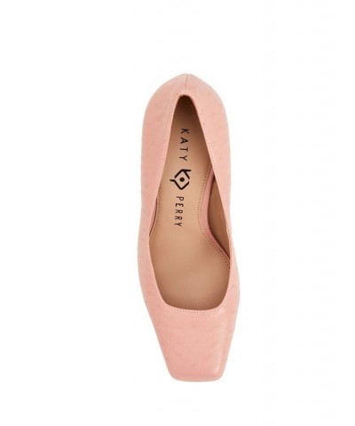 Women's Hollow Block Heel Pumps Pink $51.60 Shoes