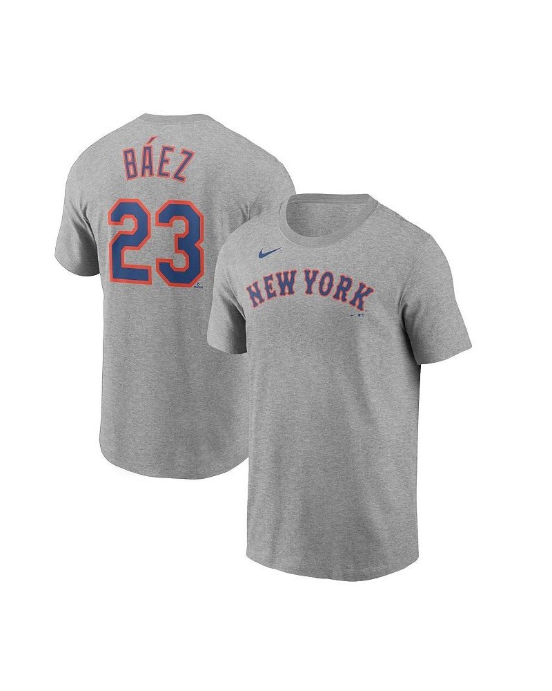 Men's Javier Baiez Heathered Gray New York Mets Name Number T-shirt $27.99 T-Shirts