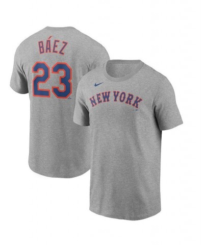 Men's Javier Baiez Heathered Gray New York Mets Name Number T-shirt $27.99 T-Shirts