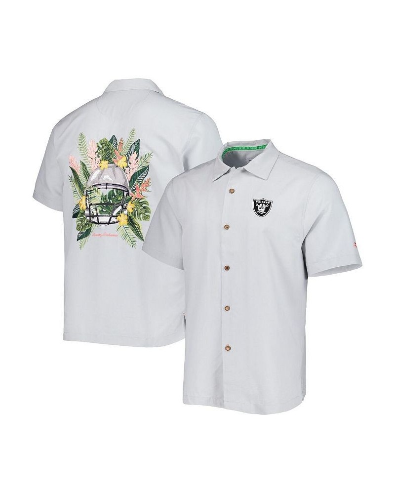 Men's Gray Las Vegas Raiders Coconut Point Frondly Fan Camp IslandZone Button-Up Shirt $42.90 Shirts