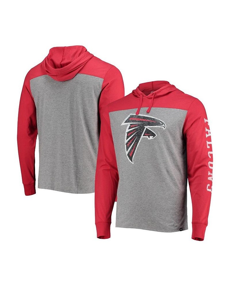 Men's '47 Heather Gray, Red Atlanta Falcons Franklin Wooster Long Sleeve Hoodie T-shirt $29.25 T-Shirts