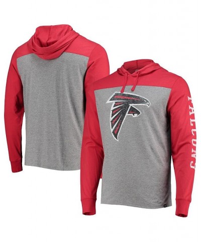 Men's '47 Heather Gray, Red Atlanta Falcons Franklin Wooster Long Sleeve Hoodie T-shirt $29.25 T-Shirts