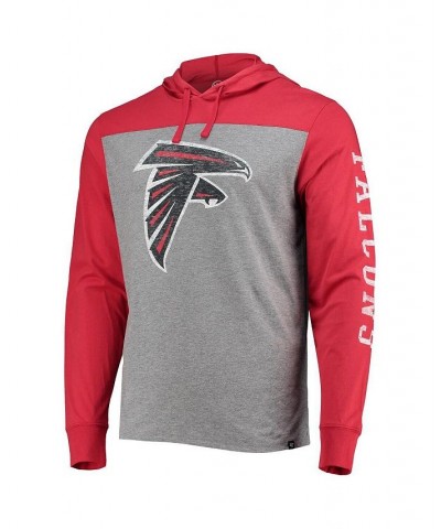 Men's '47 Heather Gray, Red Atlanta Falcons Franklin Wooster Long Sleeve Hoodie T-shirt $29.25 T-Shirts