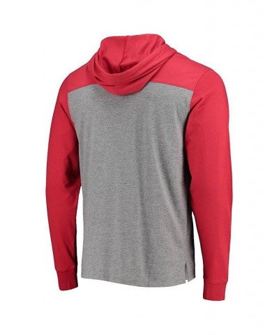 Men's '47 Heather Gray, Red Atlanta Falcons Franklin Wooster Long Sleeve Hoodie T-shirt $29.25 T-Shirts