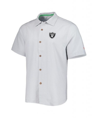 Men's Gray Las Vegas Raiders Coconut Point Frondly Fan Camp IslandZone Button-Up Shirt $42.90 Shirts