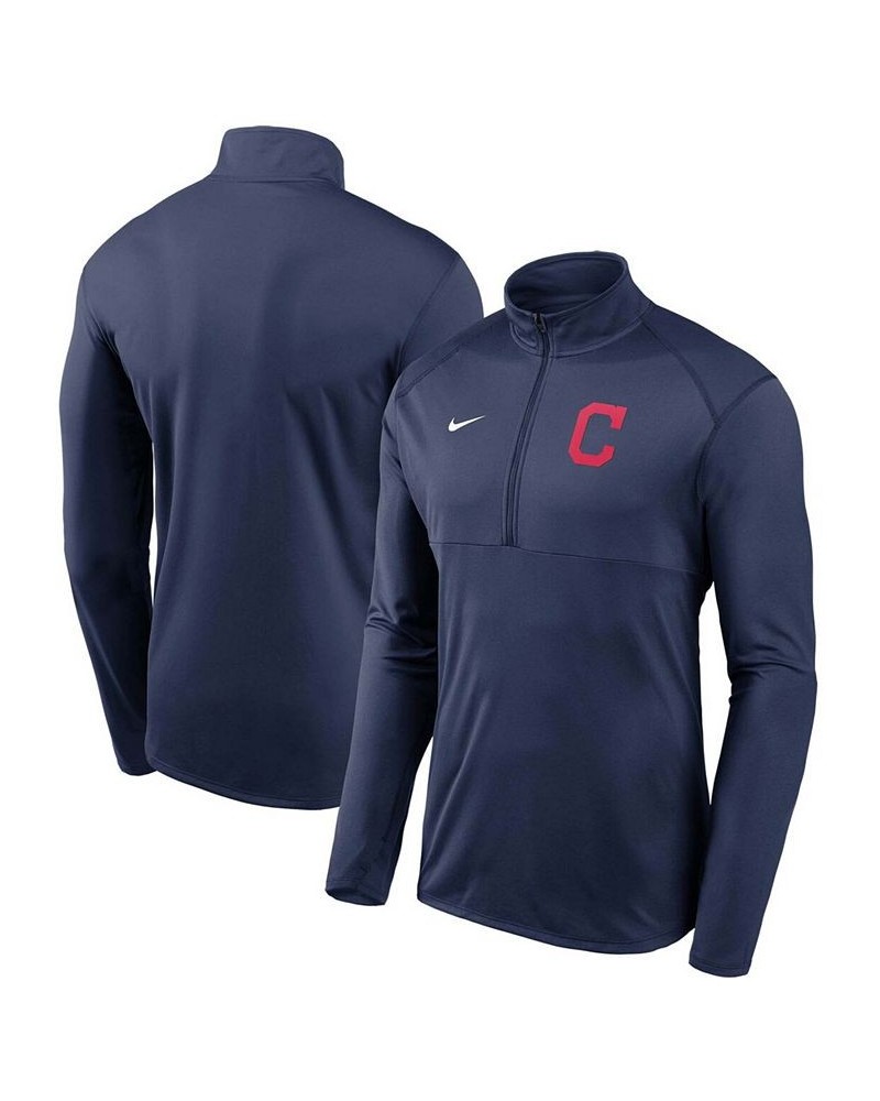 Men's Navy Cleveland Indians Team Logo Element Performance Half-Zip Pullover Jacket $36.00 Jackets