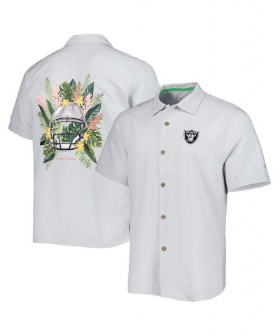 Men's Gray Las Vegas Raiders Coconut Point Frondly Fan Camp IslandZone Button-Up Shirt $42.90 Shirts