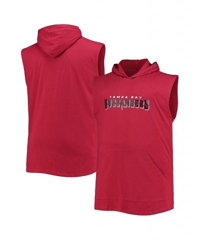 Men's Red Tampa Bay Buccaneers Big and Tall Muscle Sleeveless Pullover Hoodie $22.50 T-Shirts