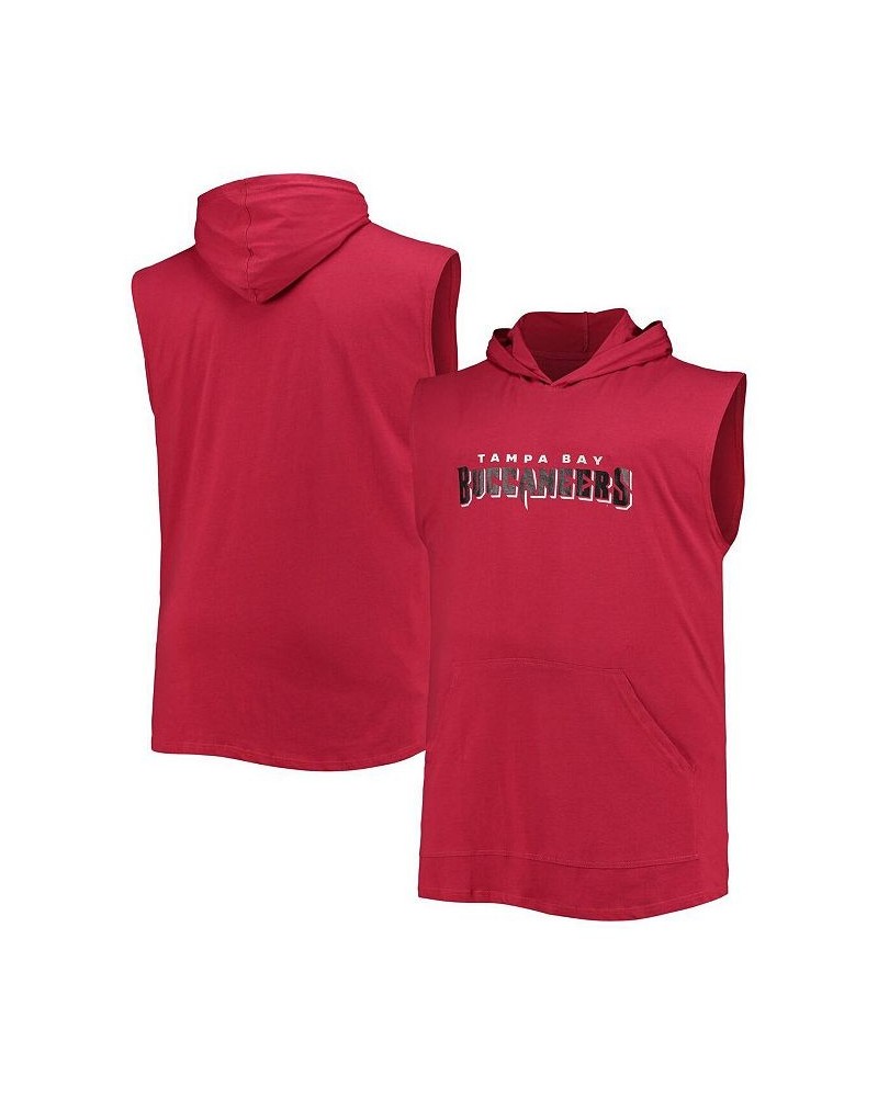 Men's Red Tampa Bay Buccaneers Big and Tall Muscle Sleeveless Pullover Hoodie $22.50 T-Shirts