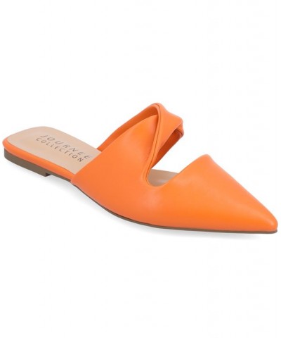 Women's Enniss Twist Flat Orange $34.85 Shoes