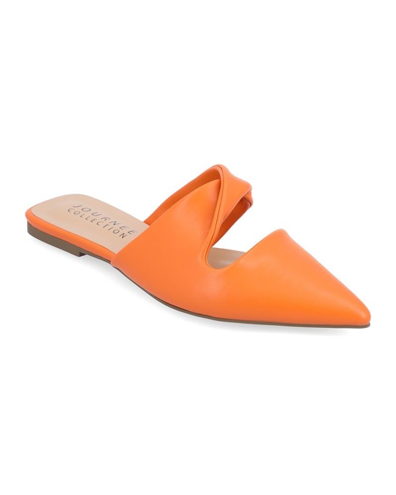 Women's Enniss Twist Flat Orange $34.85 Shoes