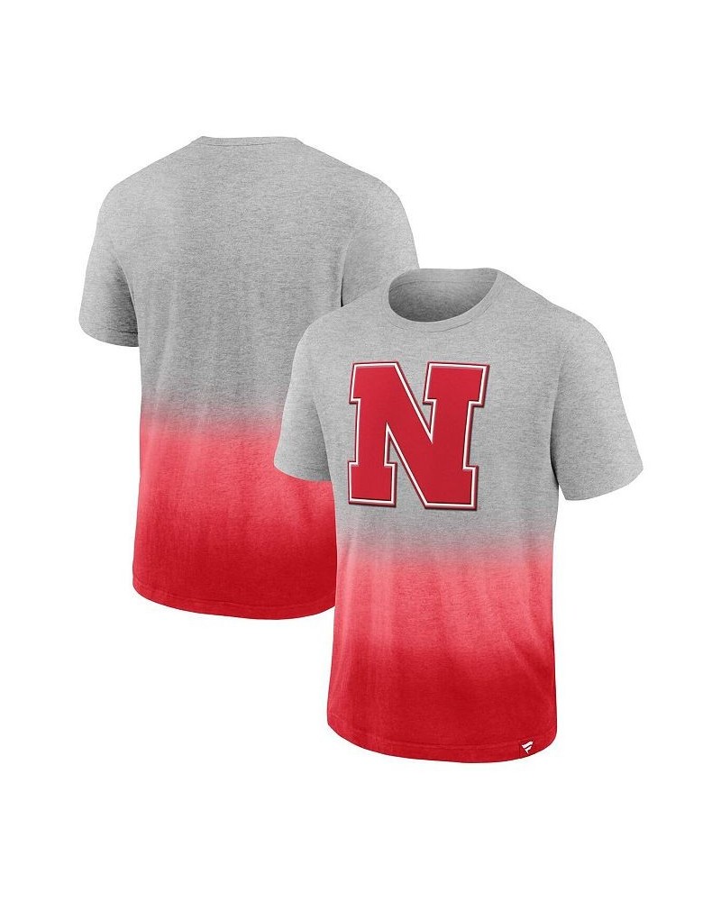 Men's Heathered Gray, Scarlet Nebraska Huskers Team Ombre T-shirt $17.64 T-Shirts