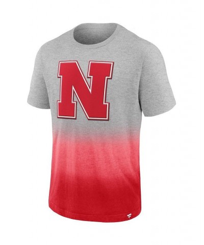 Men's Heathered Gray, Scarlet Nebraska Huskers Team Ombre T-shirt $17.64 T-Shirts