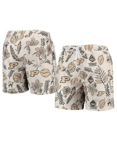 Men's Tan Purdue Boilermakers Vintage-Like Floral Swim Trunks $29.40 Swimsuits