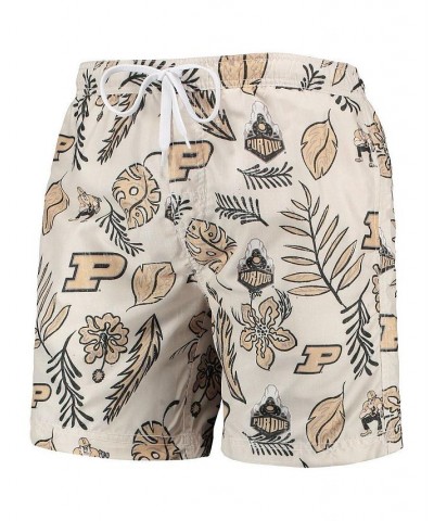 Men's Tan Purdue Boilermakers Vintage-Like Floral Swim Trunks $29.40 Swimsuits