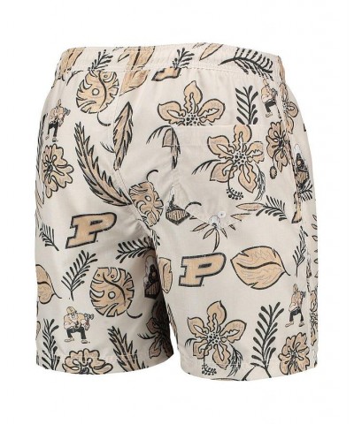 Men's Tan Purdue Boilermakers Vintage-Like Floral Swim Trunks $29.40 Swimsuits