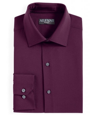 Men's Slim Fit 4-Way Stretch Solid Dress Shirt Purple $20.80 Dress Shirts